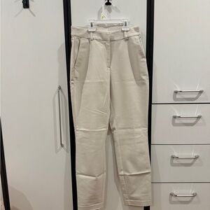 H&M Cream High-Waist Tapered Trousers